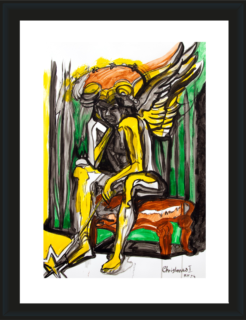 a drawing of a man sitting on a chair