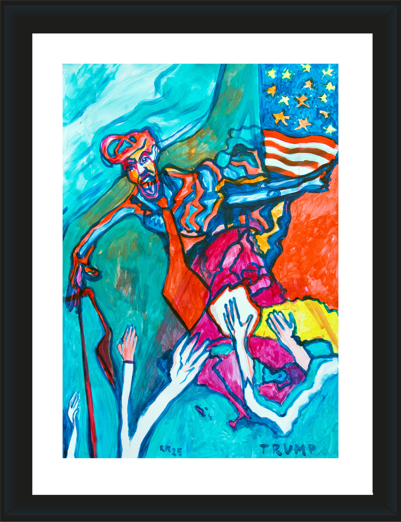 a painting of a man with a flag